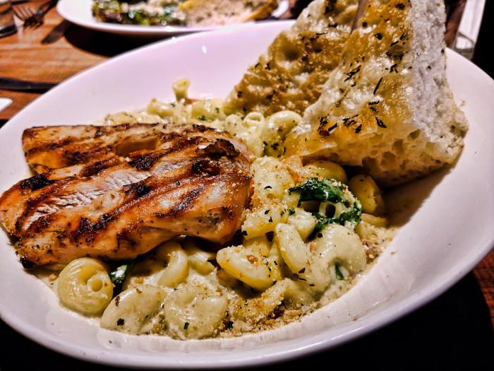 Four Cheese Pasta with grilled chicken at the Draft Room