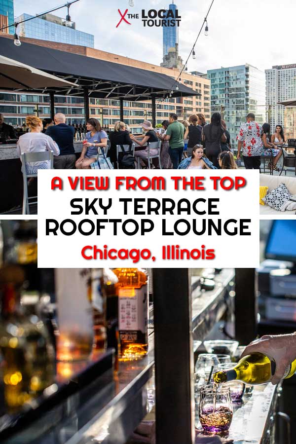 Sky Terrace Rooftop Lounge, on the 16th floor of the Ivy Hotel is just steps from the Magnificent Mile. This Chicago rooftop experience offers chic ambiance and a superb menu of both craft cocktails and upscale food. #ChicagoRooftop #ChicagoBar #Chicago