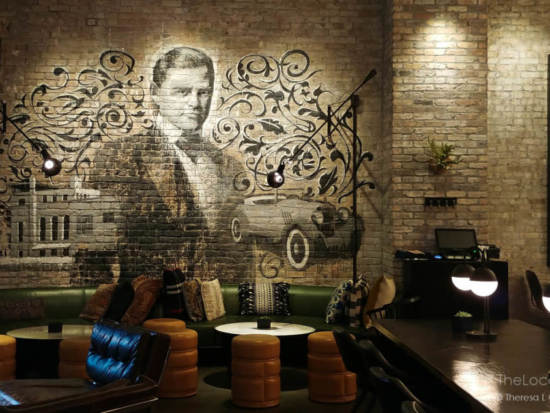 Mural of Benjamin Marshall in About Last Knife, the restaurant inside Hotel Julian Chicago